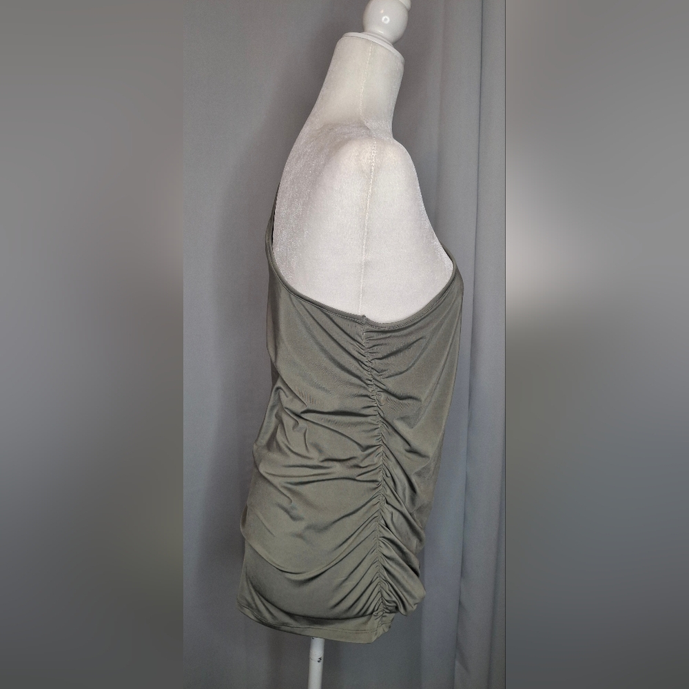 Express Women’s Size XL One Shoulder Top Brown And Sage Ruched Stretch Lot Of 2 - Picture 13 of 15